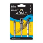 3 Pce Set Alpha Socket Adapter Power Standard Driver Bit 42191