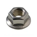 M6 x 1.00p Metric Coarse Stainless A4-70 G316 Hex Flange Serrated Nuts DIN 6923