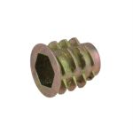 M8 x 13mm Metric Coarse Zinc Flange Threaded Timber Insert Nuts (8mm Key) Low Tensile