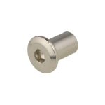 M6 x 12mm (L) x 7.75mm (D) Metric Coarse Nickel Plated Flat Head Socket (4mm Key) JCB Barrel Connector Nuts