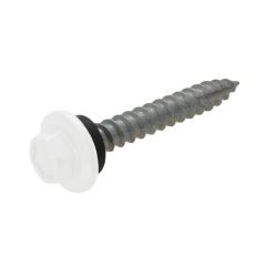 12g (5.50mm) x 25mm Full Thread NEO Dover White Hex Flange Timber T17 Cladding Screw Galvanised