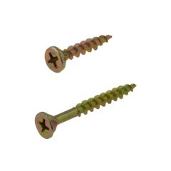 8g (4.20mm) Countersunk Phillips (PH2) Chipboard Screws Zinc Yellow 