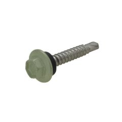 10g (4.80mm) x 25mm Full Thread NEO Pale Eucalypt Hex Flange (5/16") Coarse Metal Self Drilling Cladding Screw Galvanised