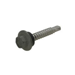 10g (4.80mm) x 25mm Full Thread NEO Woodland Grey Hex Flange (5/16") Coarse Metal Self Drilling Cladding Screw Galvanised