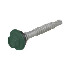 12g (5.50mm) x 39mm Top Grip NEO Cottage Green Hex Flange (5/16") Coarse Metal Roofing Screw Galvanised