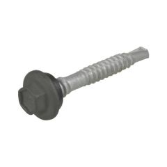 12g (5.50mm) x 51mm Top Grip NEO Woodland Grey Hex Flange (5/16") Coarse Metal Roofing Screw Galvanised