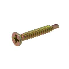 8g (4.20mm) Zinc Yellow Countersunk Rib Phillips (PH2) Coarse Metal Self Drilling Screws