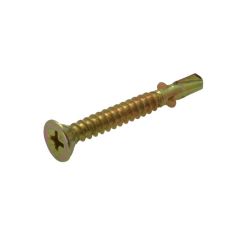 6g (3.50mm) Zinc Yellow Countersunk Wing Phillips (PH2) Coarse Metal Self Drilling Screws