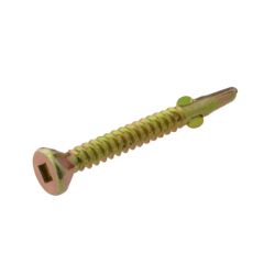 10g (4.80mm) Zinc Yellow Countersunk Wing Square (SQ2) Coarse Metal Self Drilling Screws