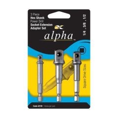 3 Pce Set Alpha Socket Adapter Power Standard Driver Bit 42191