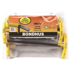 6 Pce -  5/32 to 3/8" Imperial Bondhus Hex Ball End T-Handle Allen Key Set 13146