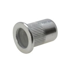 M4 x 0.70p x 11.3 Metric Coarse Aluminium Nutsert Large Flange Round Open Splined Grips 0.8-2.5