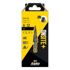 4-12mm Alpha ONSITE+ Step Tip Step Drill Spiral Flute - 1 Pack Carded 9STQRM4-12SD