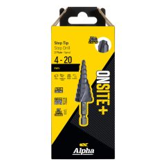 4-20mm Alpha ONSITE+ Step Tip Step Drill Spiral Flute - 1 Pack Carded 9STQRM4-20SD