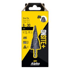 6-30mm Alpha ONSITE+ Step Tip Step Drill Spiral Flute - 1 Pack Carded 9STQRM6-30SD