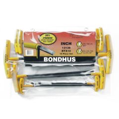 10 Pce -  3/32 to 3/8" Imperial Bondhus Hex Ball End T-Handle Allen Key Set 13138