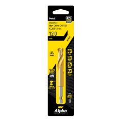 12mm Alpha Hex Drive Gold Series HSS Impact Jobber Drill Bit - 1 Pack Carded C9QRM120