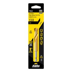 13mm Alpha Hex Drive Gold Series HSS Impact Jobber Drill Bit - 1 Pack Carded C9QRM130
