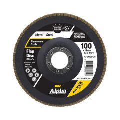 100mm x 120 Grit Medium Alpha Silver Series Flap Disc for Metal & Stainless