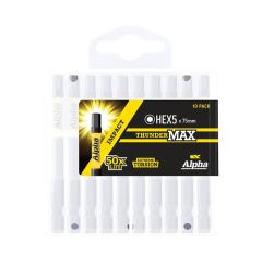 5mm x 75mm Alpha ThunderMAX Impact HX5 Hex Power Driver Bit - 10 Pack Handipak HEX575SMH