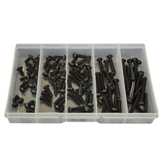 90 Piece M5 Button Socket Screw High Tensile Plain Black Uncoated Assortment Grab Kit100