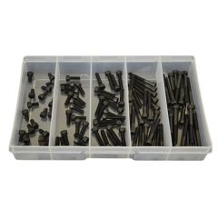 100 Piece M4 Socket Cap Screw High Tensile Plain Black Uncoated Assortment Grab Kit102