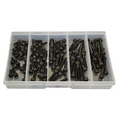90 Piece M5 Socket Cap Screw High Tensile Plain Black Uncoated Assortment Grab Kit104