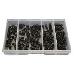 100 Piece M5 Socket Cap Screw High Tensile Plain Black Uncoated Assortment Grab Kit105