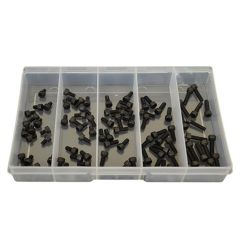 100 Piece M4 Socket Cap Screw High Tensile Plain Black Uncoated Assortment Grab Kit107