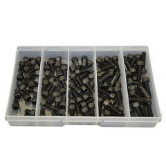 100 Piece M6 Socket Cap Screw High Tensile Plain Black Uncoated Assortment Grab Kit110