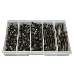 90 Piece M6 Socket Cap Screw High Tensile Plain Black Uncoated Assortment Grab Kit113