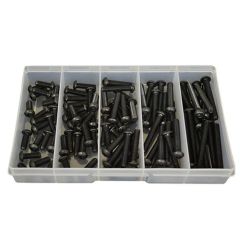 90 Piece M6 Button Socket Screw High Tensile Plain Black Uncoated Assortment Grab Kit115