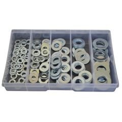150 Piece M6 M8 M10 M12 M16 Flat Washer Zinc Assortment Grab Kit141