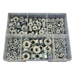 230 Piece M4 M5 M6 M8 M10 M12 Hex Flange Nut Zinc Assortment Grab Kit16