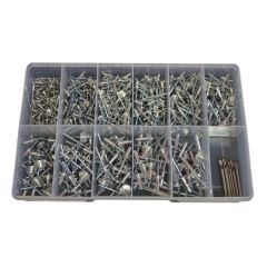 506 Piece 1/8" 5/32" 3/16" Large Flange Dome Rivet Aluminium Steel Assortment Grab Kit204