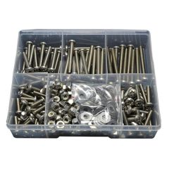 300 Piece 1/4" UNC Pan Machine Screw Nut Washer Stainless G304 Assortment Grab Kit249