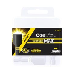3/8" x 45mm Alpha ThunderMAX Impact Nutsetter Power Driver Bit - 5 Pack Handipak NS3845SMH