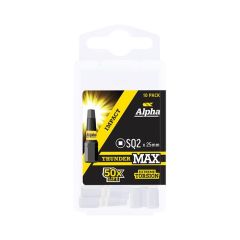 SQ2 x 25mm Alpha ThunderMAX Impact Square Insert Driver Bit - 10 Pack Handipak SQ225SMH
