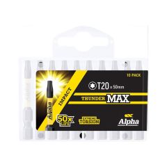 T20 x 50mm Alpha ThunderMAX Impact Torx Power Driver Bit - 10 Pack Handipak TX2050SMH